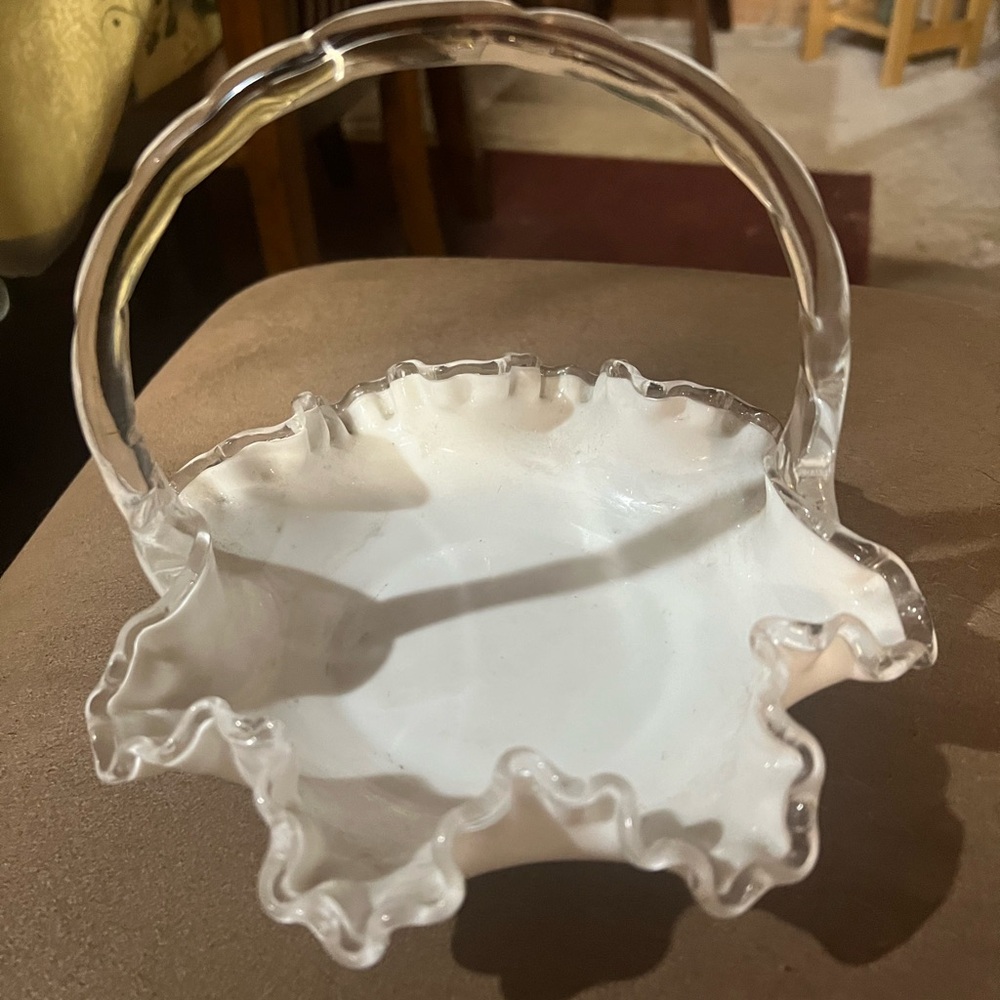 Fenton silver crest milk glass